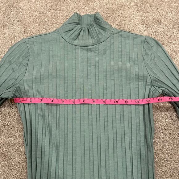 Reformation Women's Short Sleeve High Neck Mini Dress Sage Green Size Small - Picture 9 of 10